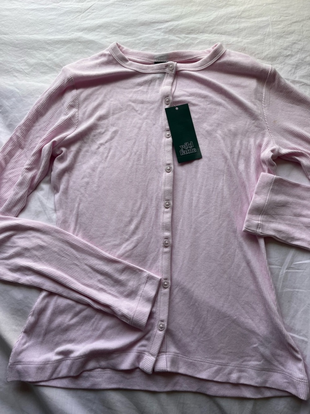 Pink ribbed button up shirt